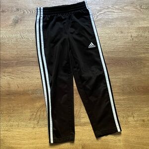 Adidas Kids Black Joggers with‎ White Stripes